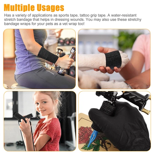 12/24 Rolls Tattoo Self Adhesive Bandage Wrap Grip Cohesive Elastic Sports Tape image 6