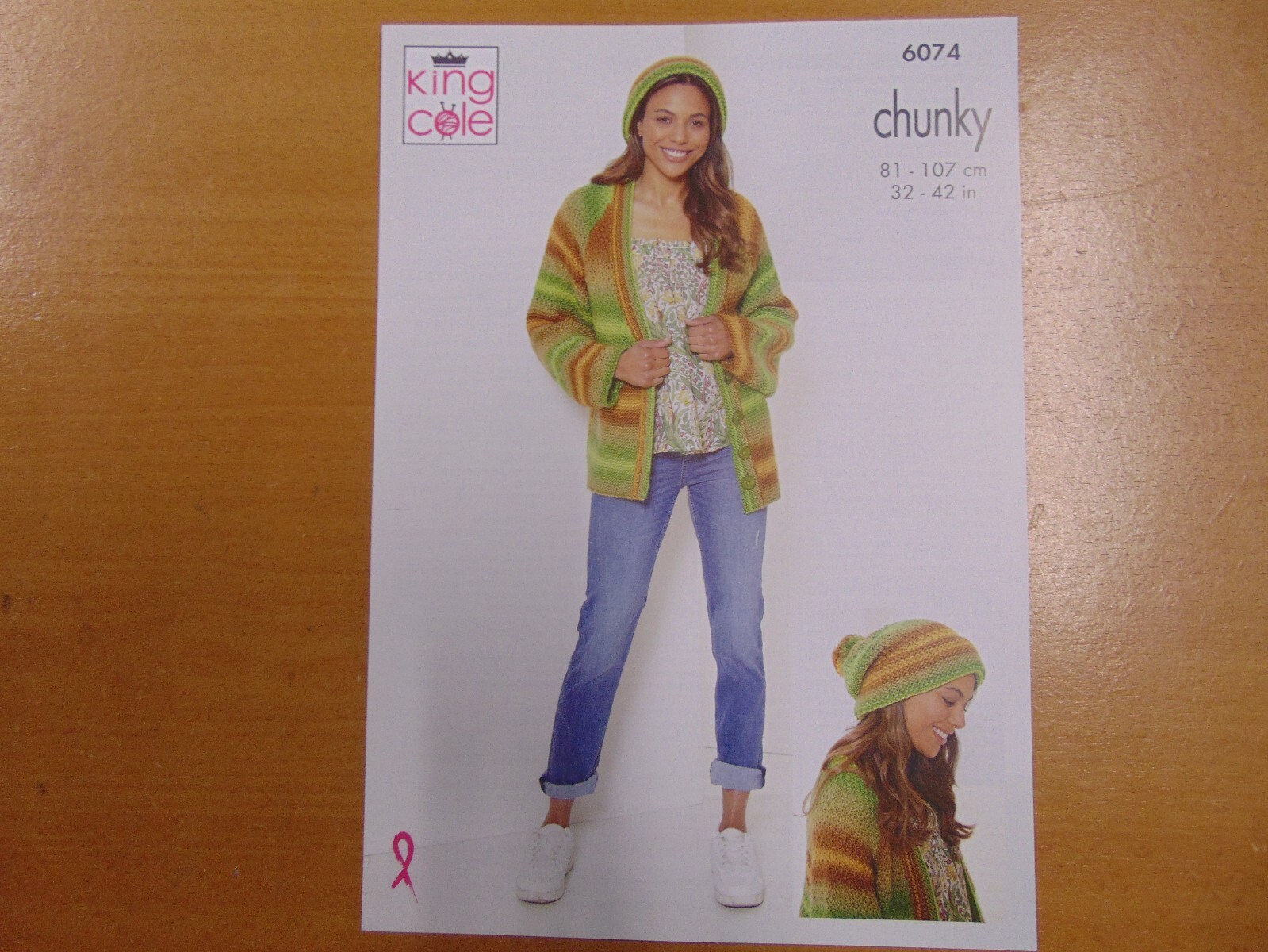 King Cole Chunky Knit Pattern 6074 Sweater, Cardigan and Hat 81 - 107 cm