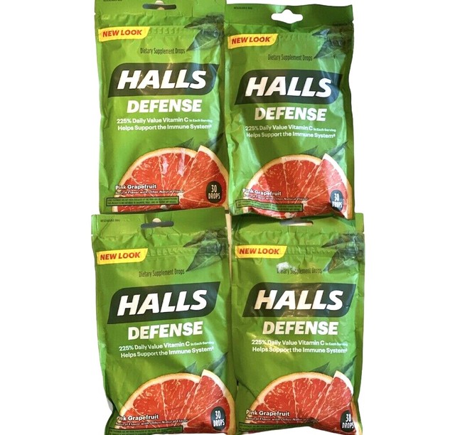 Halls Defense Pink Grapefruit Vitamin C Drops Cough Treatment 30