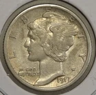 1917-D Mercury Dime, Choice Extremely Fine, Tougher Date    1108-02