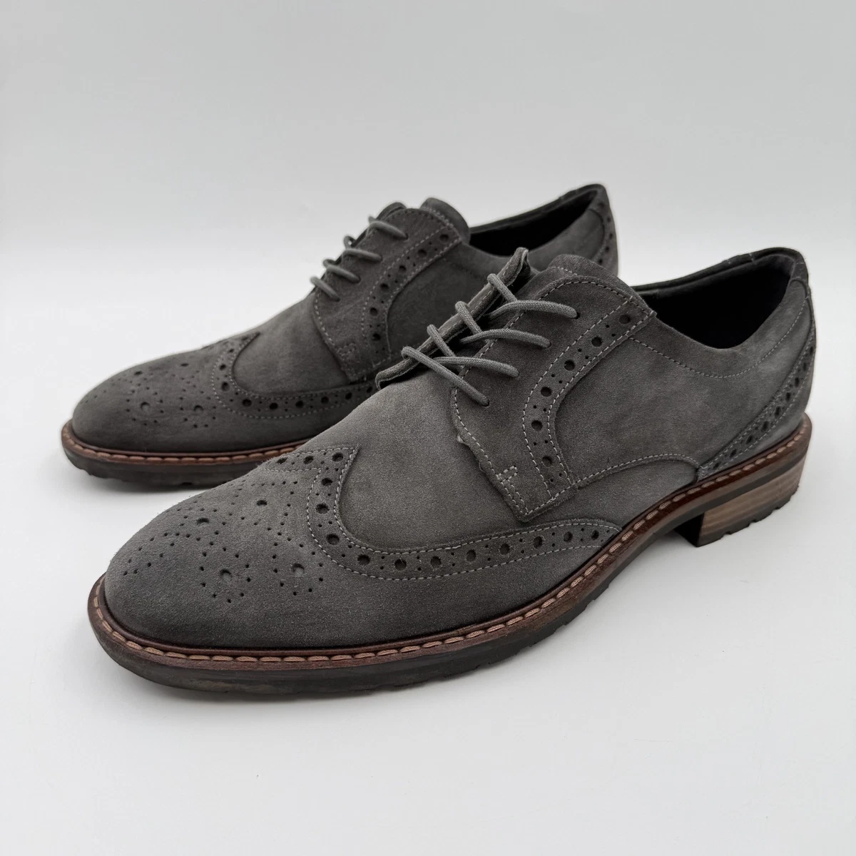 Suede Gray Wingtip Dress Shoes for Men for sale | eBay display picture 1