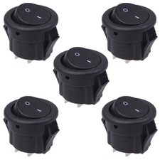 5 x Miniature On-Off 15mm Round Rocker Switch SPST 3A 250VAC