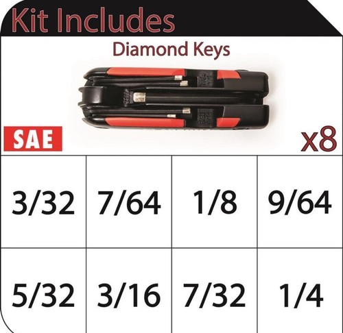Folding Diamond SAE Hex Key Set with Diamond-tip Bit Black Finish (8-Piece) - Picture 3 of 7