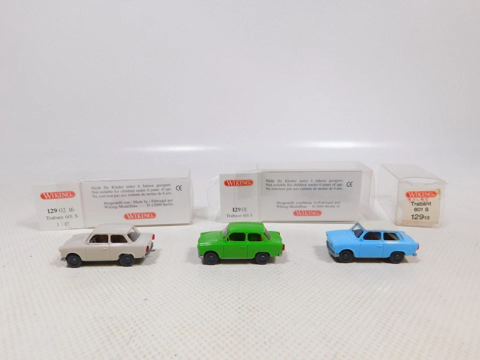 3x Wiking H0 1:87 Coche Trabant 601 S 129 01 129 13 129 02 16 Como Nuevo + Caja # Foto 2 de 4