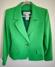 Vintage Yves Saint Laurent Encore France Green Blazer Jacket Gold USA 6 FR 38