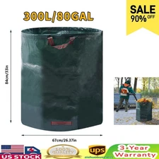 80 Gal Reusable Garden Waste Bags Yard Leaf Lawn Trash Waste Bag W/Flexible Hoop