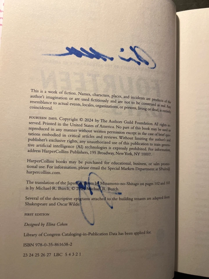 Fourteen Days: A Collaborative Novel SIGNED Diana Gabaldon & Douglas Preston Foto 4 de 4
