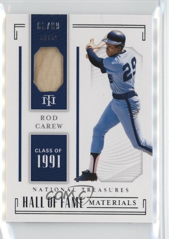2019 Panini National Treasures Hall of Fame Materials 65/99 Rod Carew HOF f7a