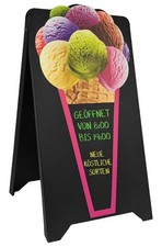 Kundenstopper Eis Werbung wasserdicht Aufsteller Kunststoff Eisdiele 118x61 cm