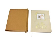 LANPN Baby Memory Book Hardcover Keepsake Journal First 5 Years Beige Gold Foil