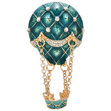 Crystal Rhinestone Hot Air Balloon Brooch Pin–Vintage Fall Autumn Pin Jewelry Gi