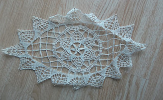 Vintage Oblong Ecru Tape Lace Doily