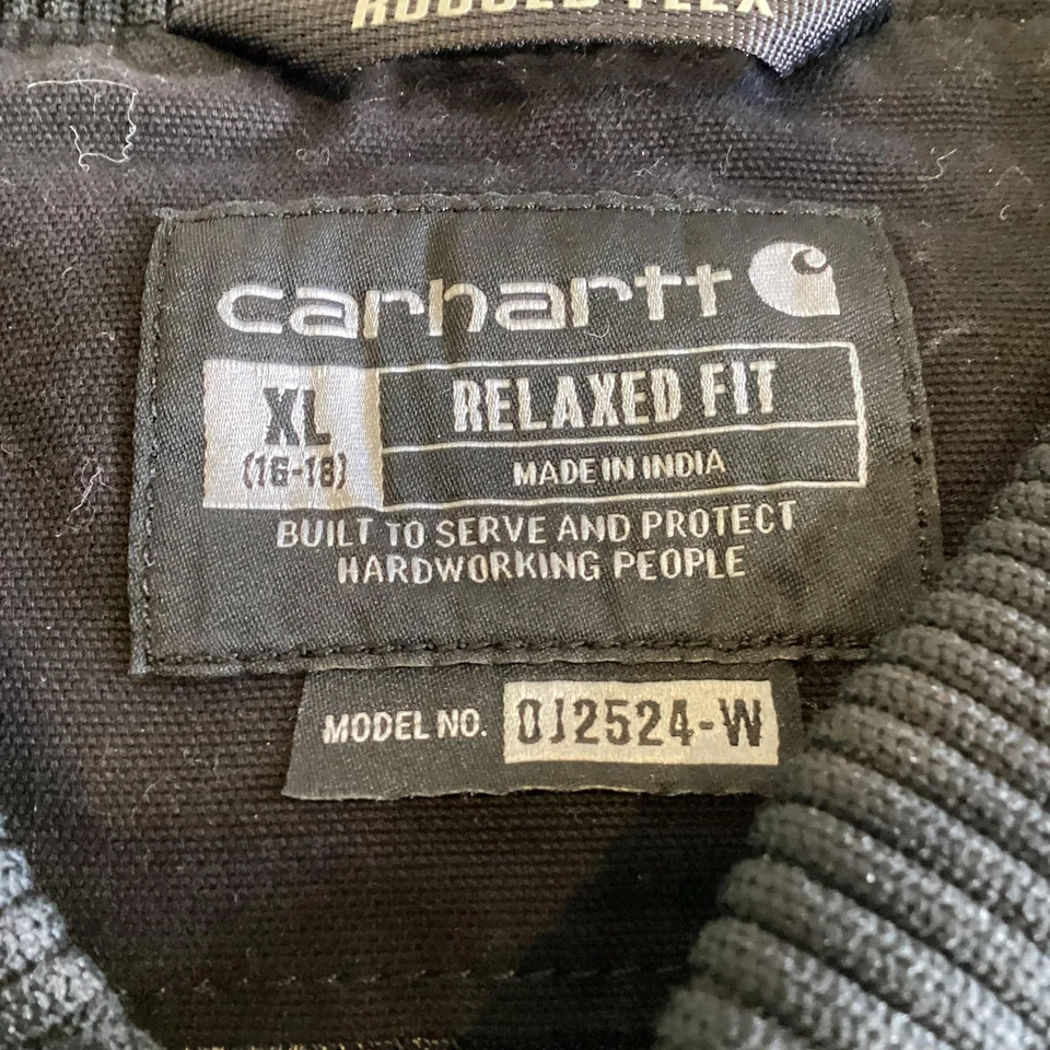 Carhartt Jacket Youth XL Black Rugged Flex Relaxed Fit Canvas Bomber OJ2524-W - Image 4 of 4