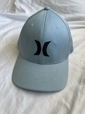 Hurley Men's L/XL Flex Fit Hat Blue Embroidered Black Logo Cap