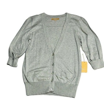 Kier+J  Gray Button-Down Cardigan Sweater For Women Size M