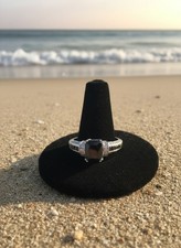 925 Silver Black Sapphire Cocktail Ring Size 10