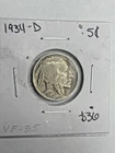 1934 D Buffalo Nickel 5c US Coin Denver Mint - REDUCED SHIPPING!