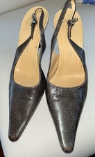 Giuseppe ZANOTTI Slingback SZ 8 Brown/Taupe Stiletto heels Caviar Finish