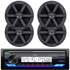 JVC KD-X38MBS 1-DIN Marine Bluetooth Stereo Receiver, 4x 6.5" 100W Speakers
