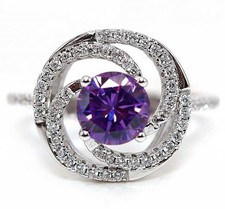2CT Natural Amethyst  Topaz 925 Solid Sterling Silver Ring Jewelry Sz 7
