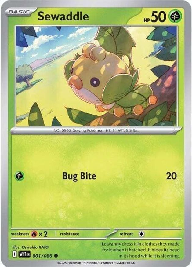 Pokemon Sewaddle (1/325) White Flare NM