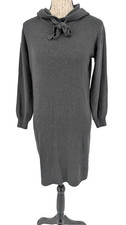 Loft Sheath Dress Size XSP Charcoal Drawstring Hood Long Sleeve Career Business