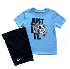 Nike Boys Dri-FIT 2 Piece Shorts Set Size 6 Blue      Soccer Graphic Outfit NWT