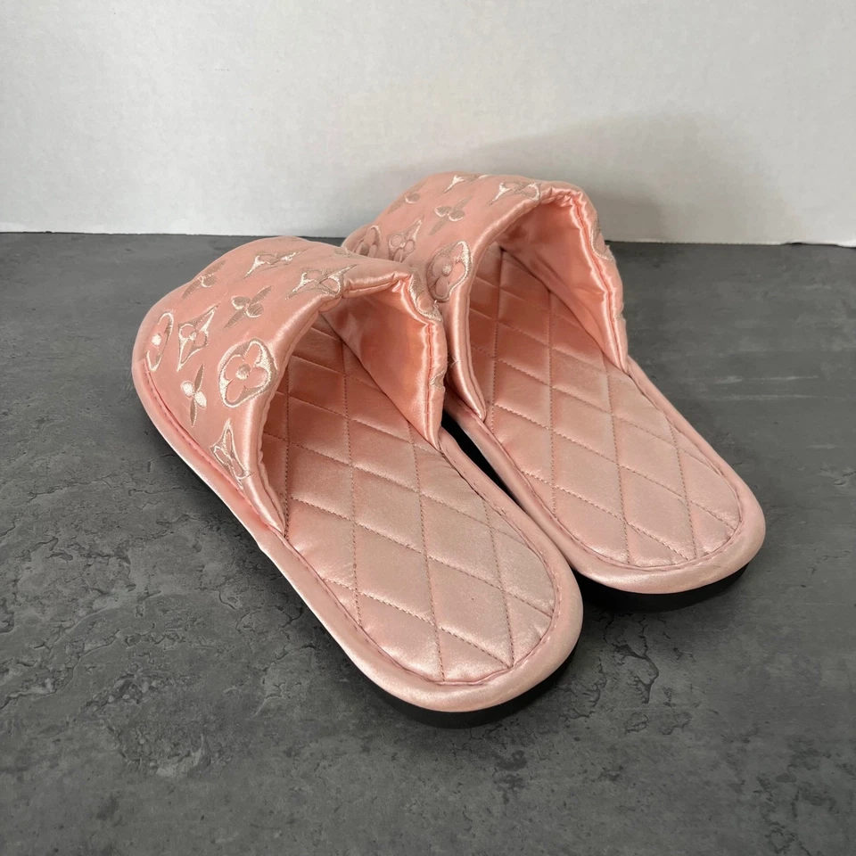 Zapatillas Rosa Monograma Acolchadas Acogedoras Zapatos Deslizables Talla 10 Foto 4 de 4