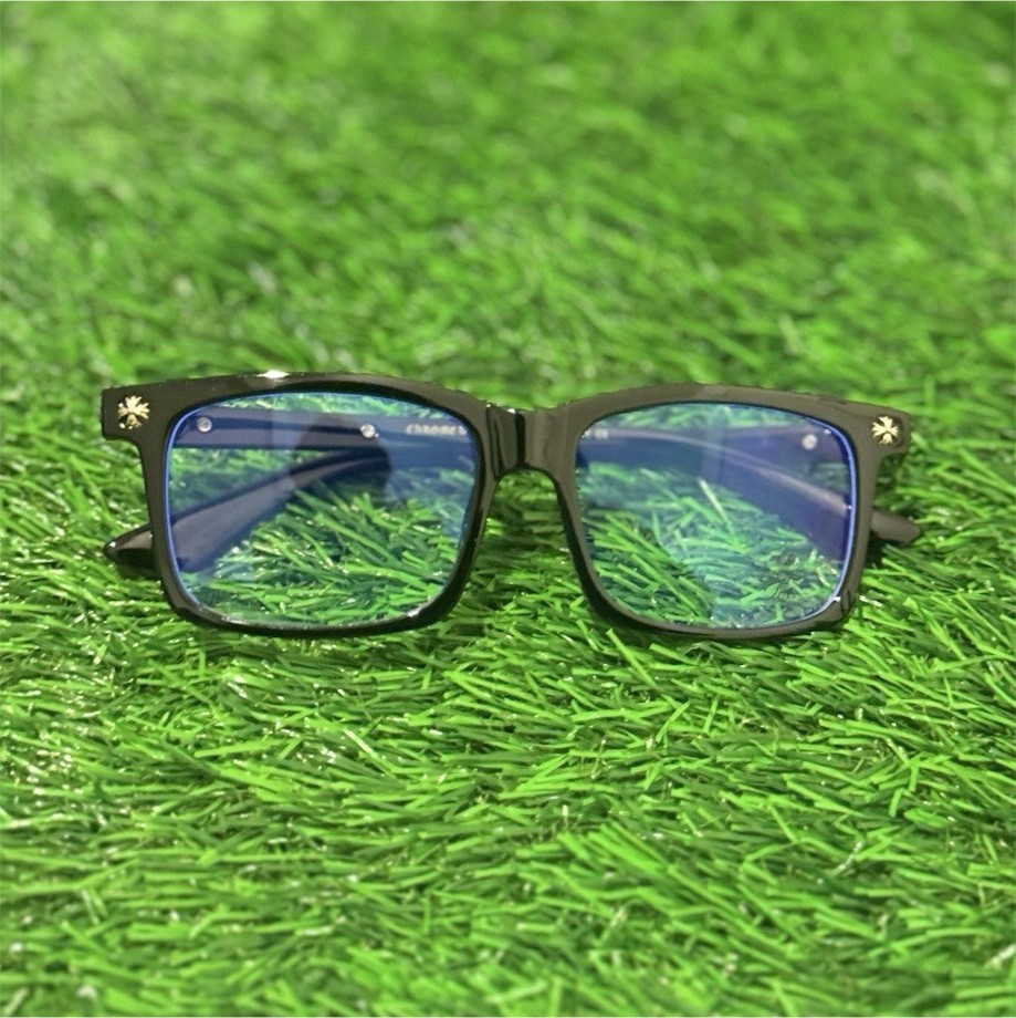 Chrome heart  Black Clear Square Full Rim Plastic Eyeglass Frames Modern Unisex