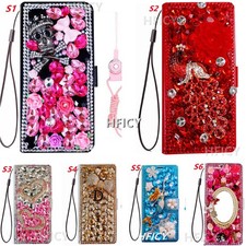 for Motorola Phone Case Sparkly Bling Diamonds Wallet Pouch Leather Women Cover
