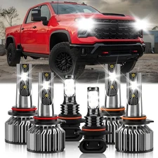 For Chevy Silverado 3500 2003-2006 6x LED Headlight Combo + Fog Light Bulb 6500K