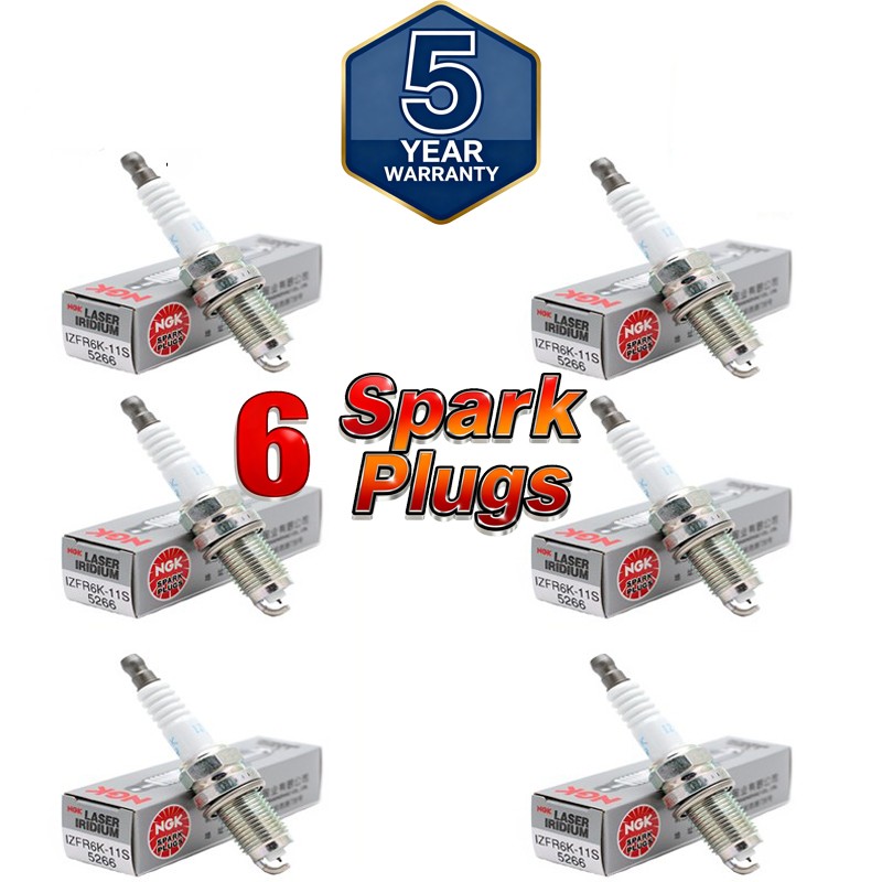 6x IRIDIUM NGK SPARK PLUGS 5266#IZFR6K11S FOR HONDA CIVIC FR-V CR-V 1.8L