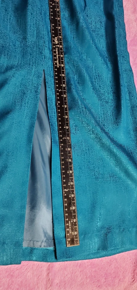 Impresionante Adrianna Papell Talla 12 Verde Azulado 100% Seda Chaqueta Falda Traje 2 Piezas Foto 3 de 4