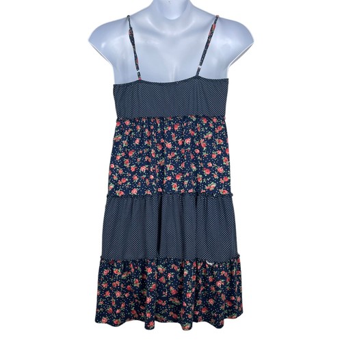 Maurices Size Large Sleeveless Fit & Flare Dress Blue Floral Patchwork Prairie - Picture 2 of 5