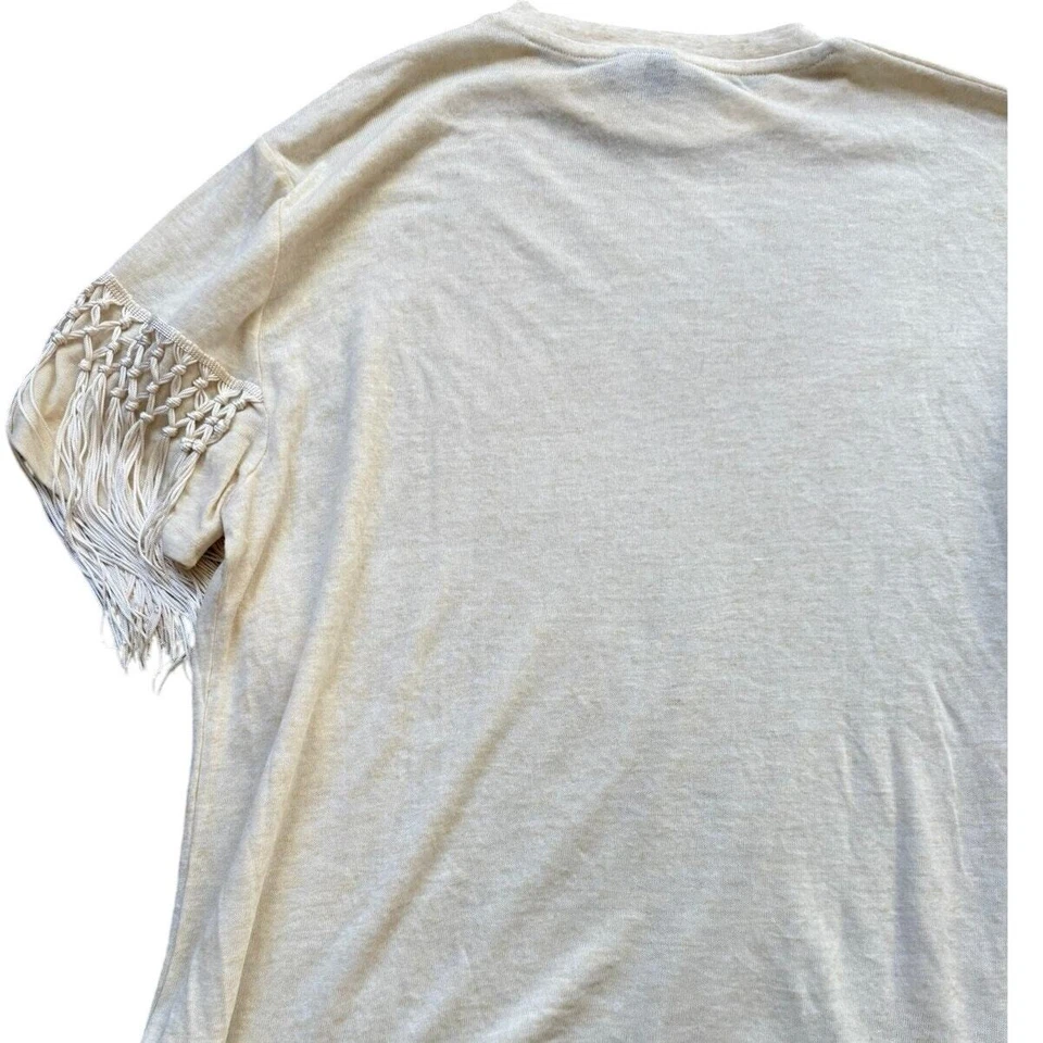 ASOS Women’s Fringe Sleeve T-Shirt M - Cream Boho Style - Image 4 of 4