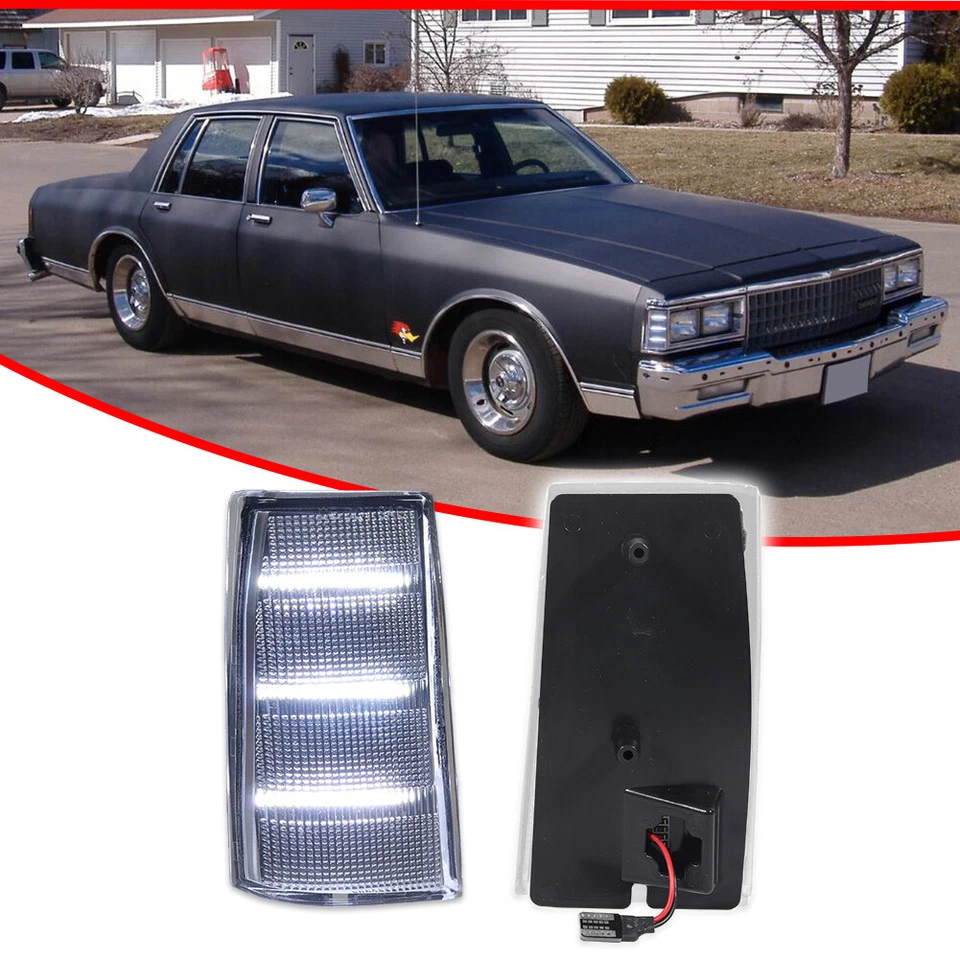2X Luces LED laterales blancas transparentes para Chevy Impala 81-85 / Caprice y Pontiac Foto 2 de 4