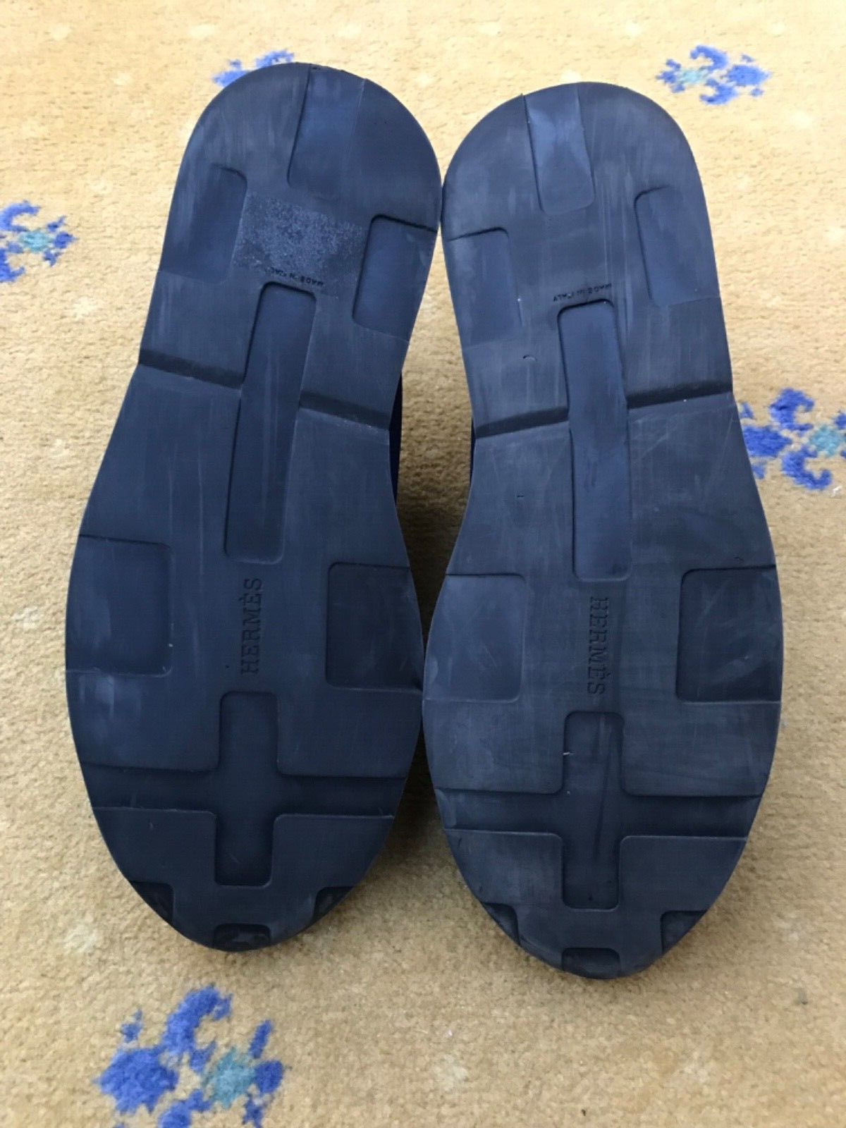 Hermes Trainers Sneaker Shoes Miles Blue Leather Suede Fabric UK 7.5 US 8.5 41.5 thumbnail 10