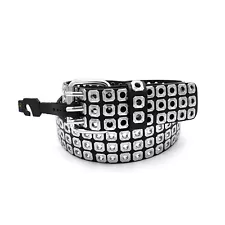 Punk Rock Silver Black Metal Rivets Pyramid Studs Black Leather Belt with Buckle