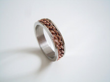 Grimani Uomo Anello Acciaio Inox a Nastro Bicolore Gourmette Decorazione 5,5g /