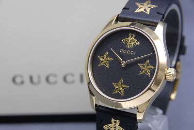 UNUSED w/Box] GUCCI Star Bee G Timeless 126.4 YA1264055 Black Gold