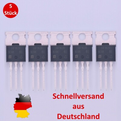 5 x IRF9610 Mosfet P-MOSFET 200V 1,8A 20W 3,0R TO-220AB | Vishay Transistor NEW