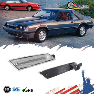 2x Clear Plastic Lens Front Side Marker Light Housing Kit For 79-86 Ford Mustang