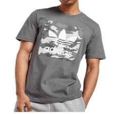 Men's Adidas Originals T-Shirt Top Cotton Logo Tee - Grey