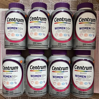 8 Pack Centrum Silver Women 50+ Multivitamin Supplement 200 Tablets Exp 10/25