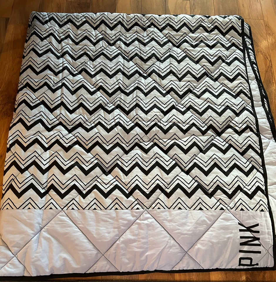 Victoria's Secret розовый Aztec шеврон зигзаг черный и синий полный одеяло 84 x 88 - Изображение 3 из 4