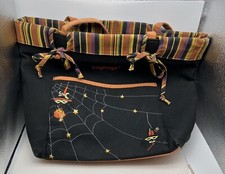 Lot Longaberger Autumn Stripe Halloween Spider Web Tote Purse