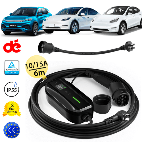 EV Type 2 Portable 6-15A Electric Vehicle Car Charging 6M for BYD Atto 3 Tesla