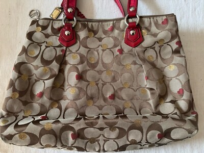 COACH POPPY L1082-16289 Secret Admirer Tote Shoulder Bag Red