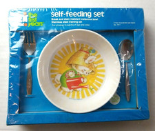 Vintage The First Years Baby Self Feeding Set Child Fork Spoon Melamine Bowl