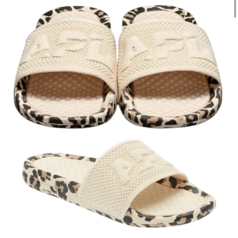APL Big Logo Pergamena: Sandali slide leopardati taglia 11. Nuovo con scatola!